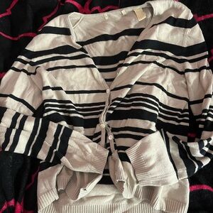 90’s tan and black striped cardigan size small excellect condition!!